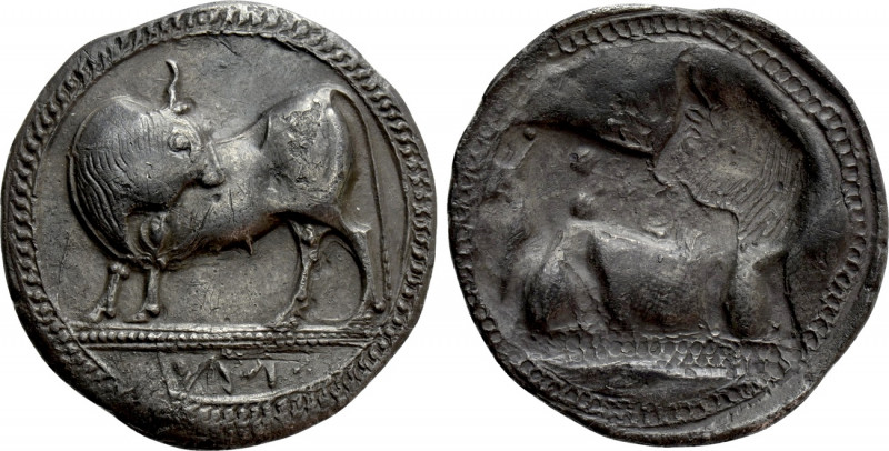 LUCANIA. Sybaris. Nomos (Circa 550-510 BC). 

Obv: Bull standing left, head ri...