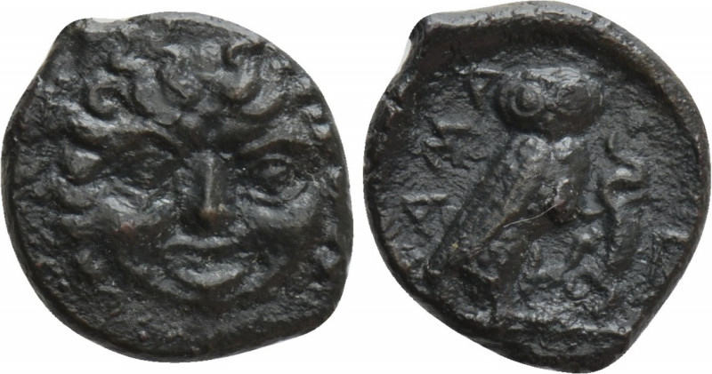 SICILY. Kamarina. Onkia (Circa 420-405 BC). 

Obv: Facing gorgoneion.
Rev: KA...