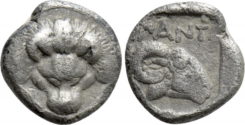 CIMMERIAN BOSPOROS. Pantikapaion. Hemiobol (Circa 390-380 BC). 

Obv: Lion’s h...