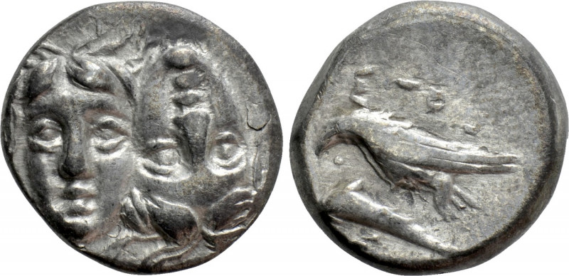 MOESIA. Istros. Drachm (Circa 340/30-313 BC). 

Obv: Facing male heads, the ri...