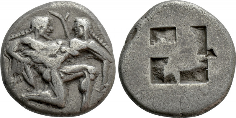 THRACE. Thasos. Stater (Circa 500-480 BC). 

Obv: Ithyphallic satyr advancing ...