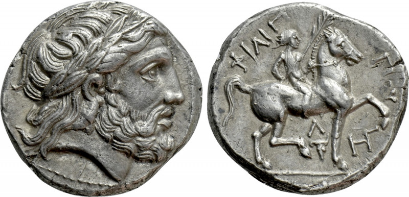 KINGS OF MACEDON. Philip II (359-336 BC). Tetradrachm. Amphipolis. 

Obv: Laur...