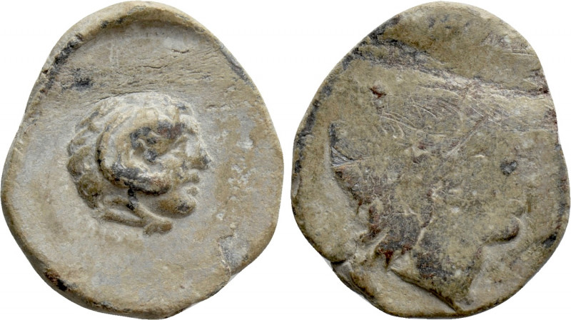 ASIA MINOR. Uncertain. PB Tessera (Circa 2nd-3rd centuries). 

Obv: Head of Al...