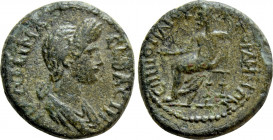 LYDIA. Gordus-Julia. Plotina (Augusta, 105-123). Ae. Poplios, magistrate