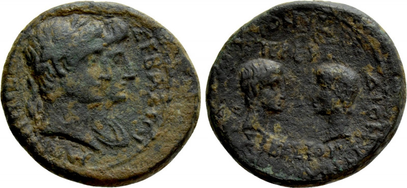 LYDIA. Magnesia ad Sipylum. Augustus with Livia, Gaius and Lucius (27 BC-14 AD)....