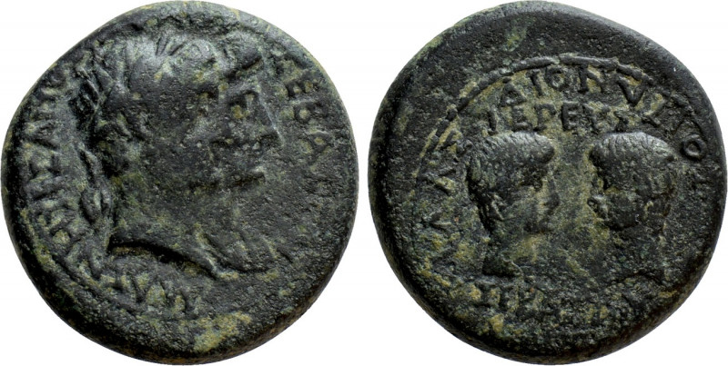LYDIA. Magnesia ad Sipylum. Augustus with Livia, Gaius and Lucius (27 BC-14 AD)....