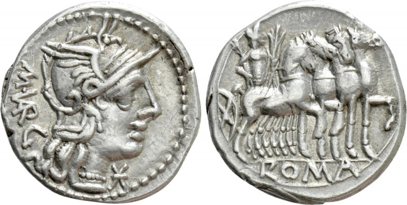 M. VARGUNTEIUS. Denarius (130 BC). Rome. 

Obv: M VARG. 
Helmeted head of Rom...