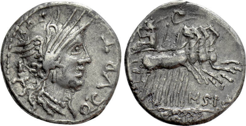 Q. CURTIUS & M. SILANUS. Denarius (116-115 BC). Rome. 

Obv: Q CVRT. 
Helmete...