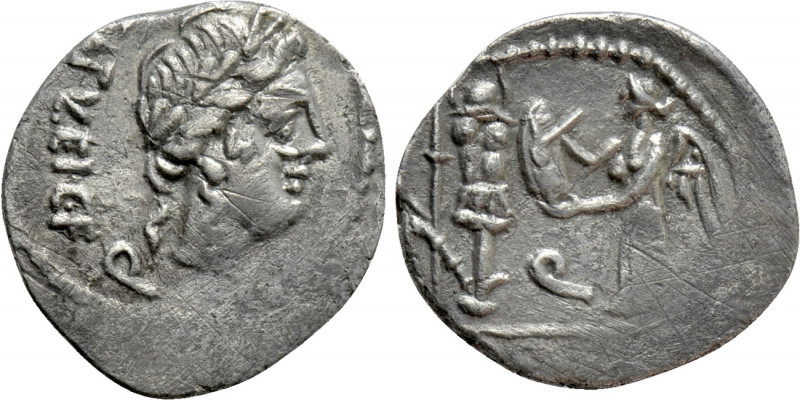 C. EGNATULEIUS C. F. Quinarius (97 BC). Rome. 

Obv: C EGNATVLEI C F. 
Laurea...
