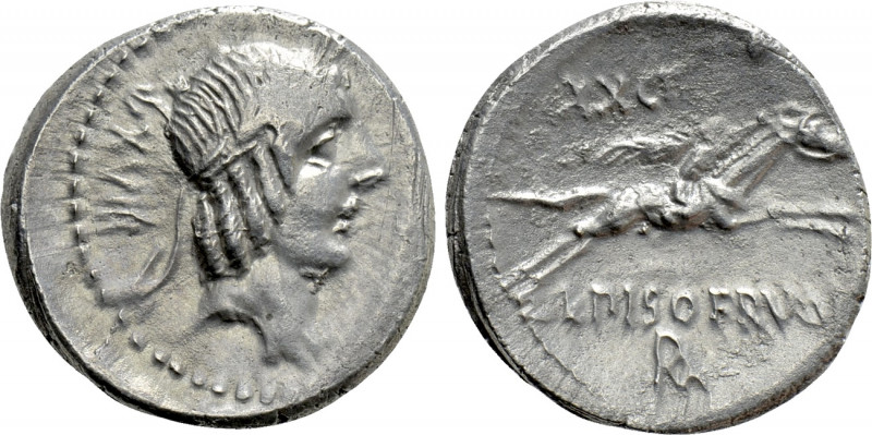 L. CALPURNIUS PISO FRUGI. Denarius (90 BC). Rome. 

Obv: Laureate head of Apol...