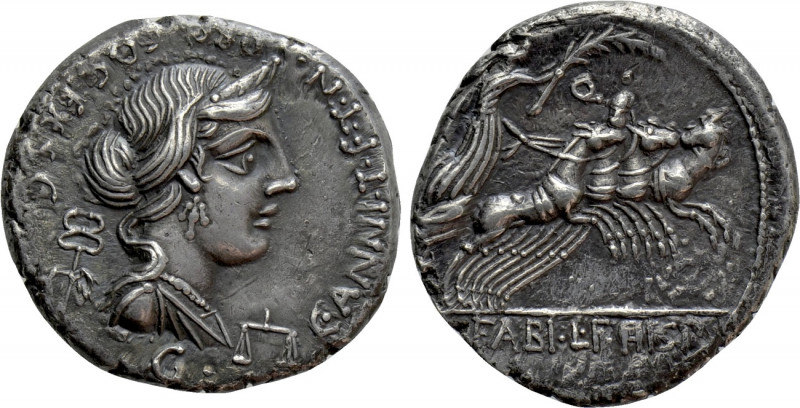 C. ANNIUS T. F. T. N. and L. FABIUS L. F. HISPANIENSIS. Denarius (82-81 BC). Min...