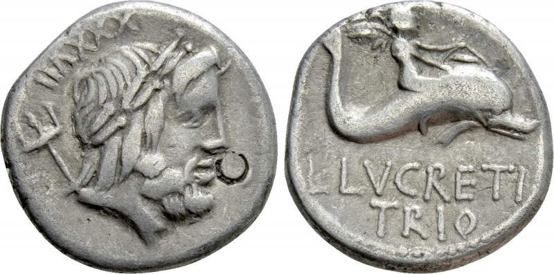 L. LUCRETIUS TRIO. Denarius (74 BC). Rome. 

Obv: Laureate head of Neptune rig...