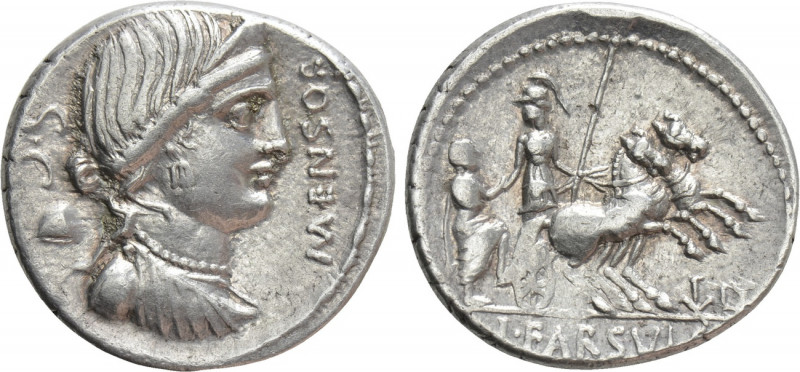 L. FARSULEIUS MENSOR. Denarius (76 BC). Rome. 

Obv: MENSOR / S C. 
Diademed ...