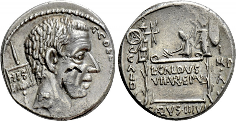 C. COELIUS CALDUS. Denarius (53 BC). Rome. 

Obv: C COEL CALDVS / COS. 
Bare ...