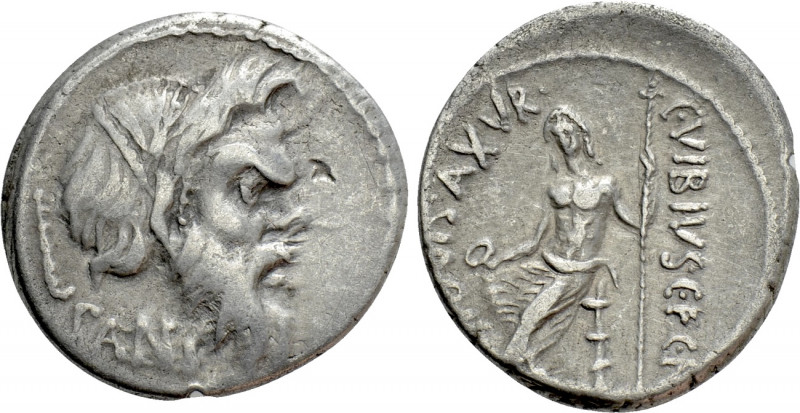 C. VIBIUS C.F. CN. PANSA CAETRONIANUS. Denarius (48 BC). Rome. 

Obv: PANSA. ...