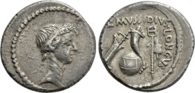 JULIUS CAESAR. Denarius (42 BC). Rome. L. Mussidius Longus, moneyer