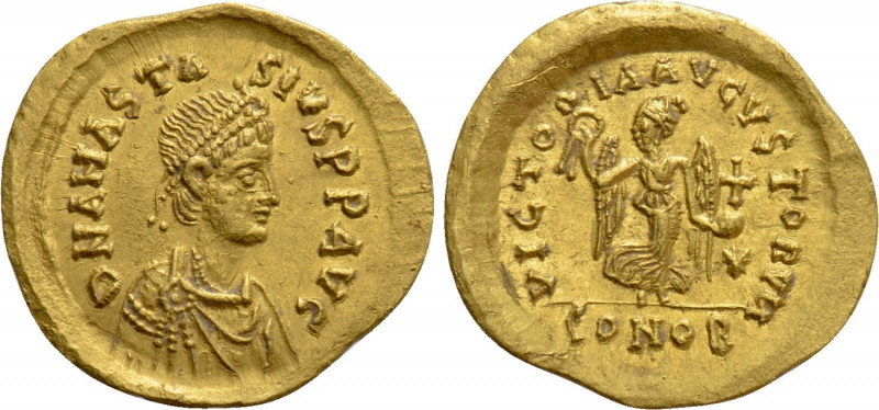 ANASTASIUS I (491-518). GOLD Tremissis. Constantinople. 

Obv: D N ANASTASIVS ...