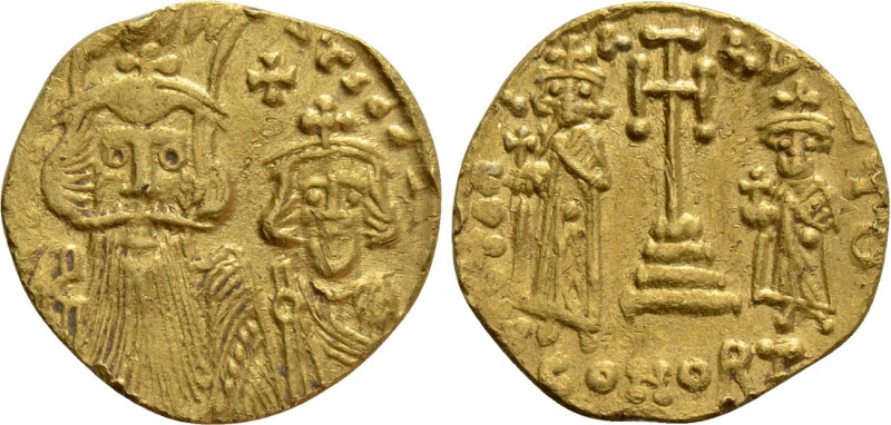 CONSTANS II with CONSTANTINE IV (641-668). GOLD Solidus. Constantinople. 

Obv...