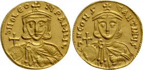 LEO III THE "ISAURIAN" with CONSTANTINE V (717-741). GOLD Solidus. Constantinople