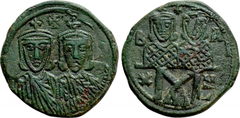 LEO IV with CONSTANTINE VI, CONSTANTINE V and LEO III (775-780). Follis. Constan...