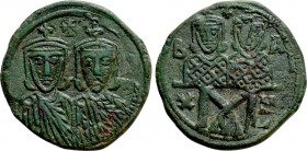 LEO IV with CONSTANTINE VI, CONSTANTINE V and LEO III (775-780). Follis. Constantinople