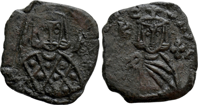 LEO V THE ARMENIAN with CONSTANTINE (813-820). Follis. Syracuse. 

Obv: Crowne...