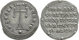 CONSTANTINE VII PORPHYROGENITUS with ROMANUS I and CHRISTOPHER (913-959). Miliaresion. Constantinople