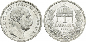 HUNGARY. Franz Joseph I (1848-1916). 1 Korona (1915-KB). Kremnitz