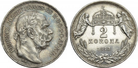 HUNGARY. Franz Joseph I (1848-1916). 2 Korona (1913-KB). Kremnitz
