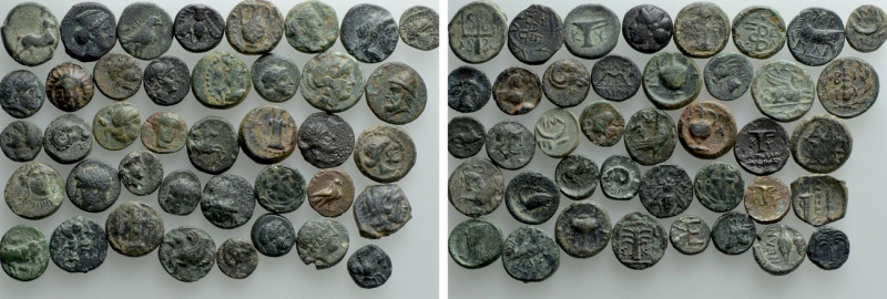 Circa 40 Greek Coins. 

Obv: .
Rev: .

. 

Condition: See picture.

Wei...