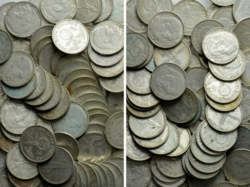 Circa 84 Pieces of 2 Reichsmark of Germany / the Third Reich (Silver; Circa 670 ...