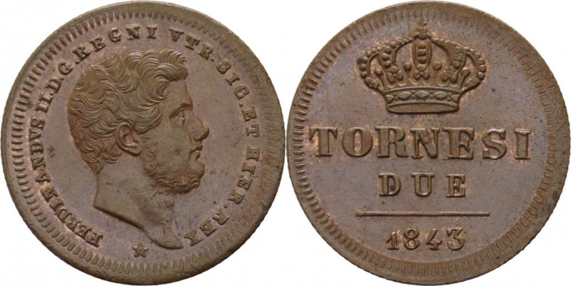 Regno delle due Sicilie - Ferdinando II (1830-1859) 2 Tornesi 1843 - Zecca di Na...