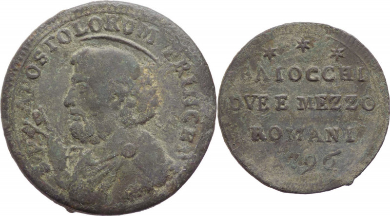 Stato Pontificio - Pio VI, Braschi (1775-1799) - 2,5 baiocchi (Sampietrino) 1796...