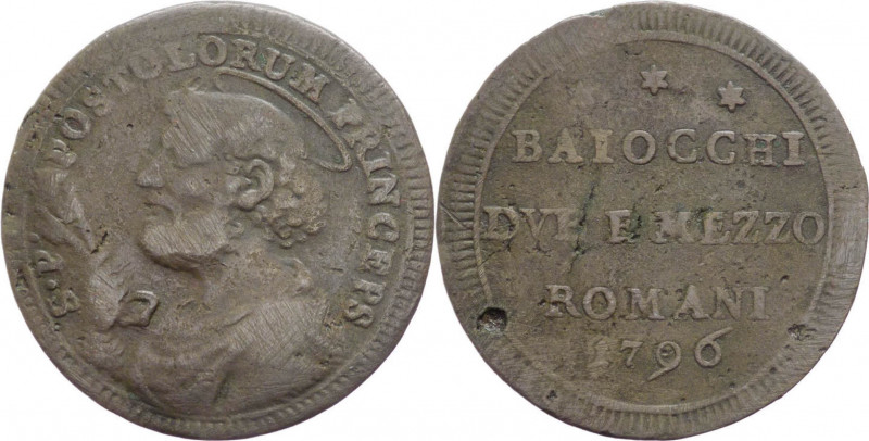 Stato Pontificio - Pio VI, Braschi (1775-1799) - 2,5 baiocchi (Sampietrino) 1796...