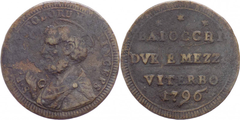 Stato Pontificio - Viterbo - Pio VI, Braschi (1775-1799) - 2,5 baiocchi (Sampiet...