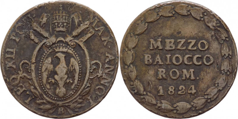 Stato Pontificio - Bologna - Leone XII (1823-1829) - Mezzo baiocco 1824 A. I - P...