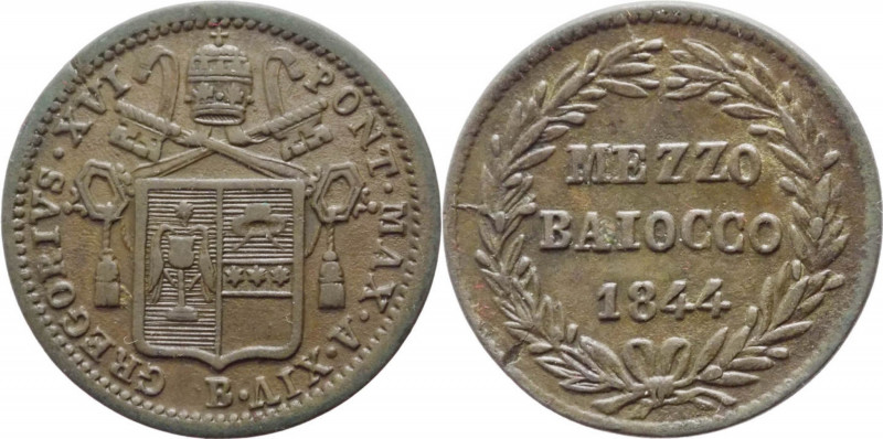 Stato Pontificio - Roma - Gregorio XVI, Cappellari (1830-1846) - 1/2 baiocco 184...