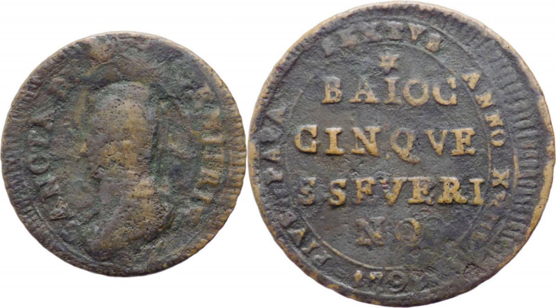 Stato Pontificio - San Severino - Pio VI, Braschi (1774-1799) - 5 Baiocchi 1797 ...