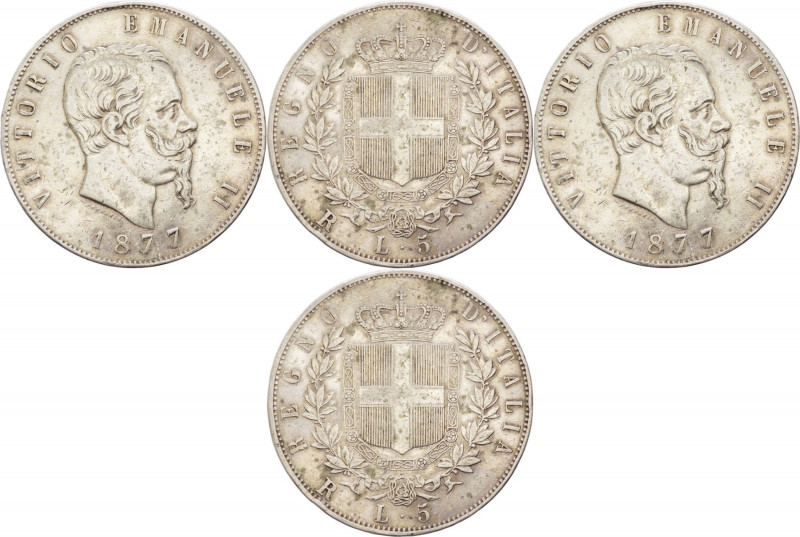 Regno d'Italia - Vittorio Emanuele II (1861-1878) - 5 lire 1877 - Gig.52 - Ag
q...