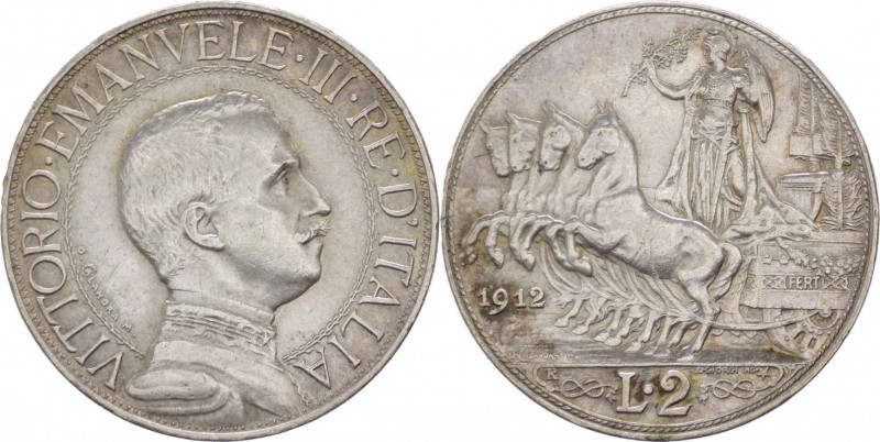 Regno d'Italia - Vittorio Emanuele III (1900-1943) - 2 lire "Quadriga lenta" 191...