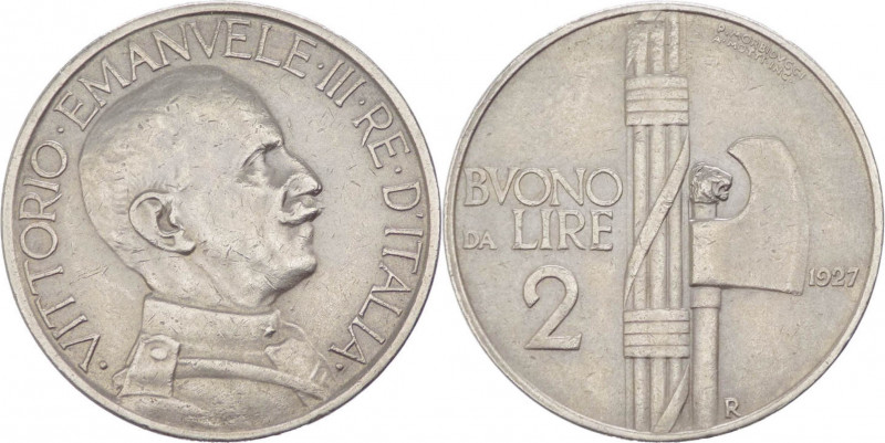 Regno d'Italia - Vittorio Emanuele III (1900-1943) - Buono da 2 lire 1927 - Gig....