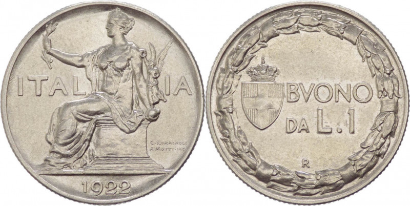 Regno d'Italia - Vittorio Emanuele III (1900-1943) - Buono da 1 Lira 1922 "Itali...