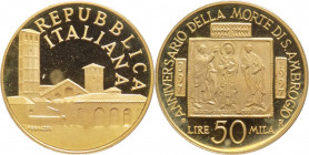 Repubblica Italiana (dal 1946) - Monetazione in lire (1946-2001) - 50.000 lire 1997 "Sant'Ambrogio" - Au - In confezione originale - cartone esterno m...
