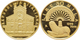 Repubblica Italiana (dal 1946) - Monetazione in lire (1946-2001) - 50.000 lire 1999 "Modena" - Au - In confezione originale
FS



SPEDIZIONE IN T...