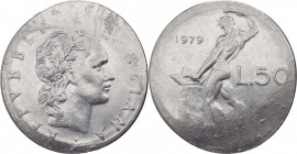 Repubblica Italiana (dal 1946) - Monetazione in lire (1946-2001) - 50 lire 1979 tipo Vulcano "moneta ovalizzata per manomissione" - non comune (NC) - ...