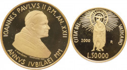Città del Vaticano - Monetazione in Euro - Giovanni Paolo II, Wojtila (1978-2005) - 50.000 lire 2000 "Il figliol prodigo" - Au - In confezione origina...