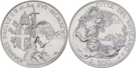 Città del Vaticano - Monetazione in lire - Giovanni Paolo II, Wojtila (1978-2005) - 500 lire 1995 "Anno della donna" - Ag - in confezione originale
F...