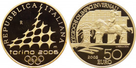 Repubblica Italiana (dal 1946) - Monetazione in Euro (dal 2001) - Repubblica Italiana 50 euro 2006 "Olimpiadi Invernali Torino" prima emissione - Au -...