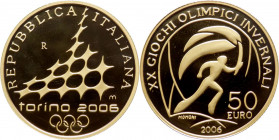 Repubblica Italiana (dal 1946) - Monetazione in Euro (dal 2001) - Repubblica Italiana 50 euro 2006 "Olimpiadi Invernali Torino" seconda emissione - Au...