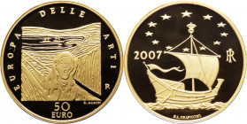 Repubblica Italiana (dal 1946) - Monetazione in Euro (dal 2001) - Repubblica Italiana 50 euro 2007 "Europa delle Arti – Norvegia; Edvard Munch" - Au -...